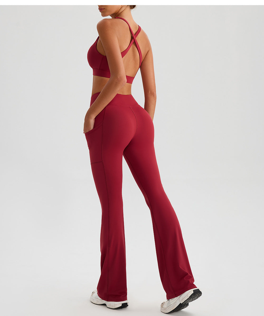 Wide Leg Pants High Waist Hip Lift Yoga Bootleg Pants Outerwear Fitness Pants Tight Sports Pants Women
