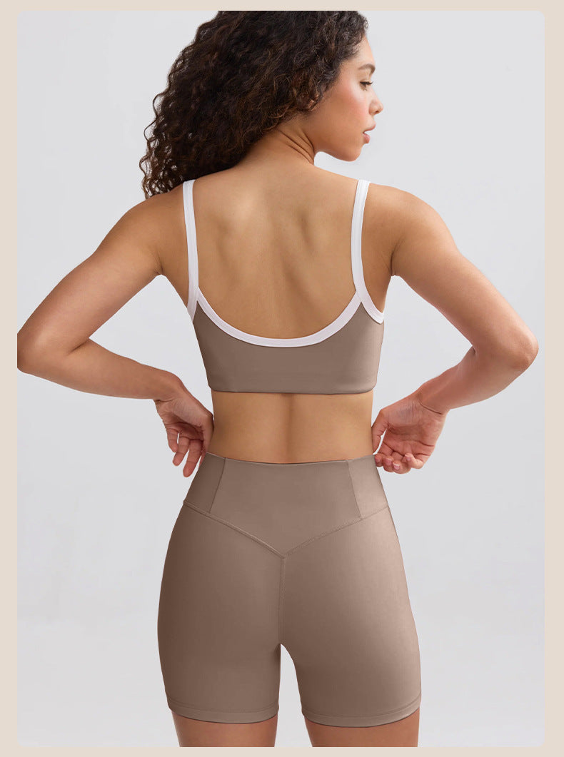 Spring Summer Yoga Clothes White Edge Lines High Strength High Waist Hip Lift Running Workout Shorts