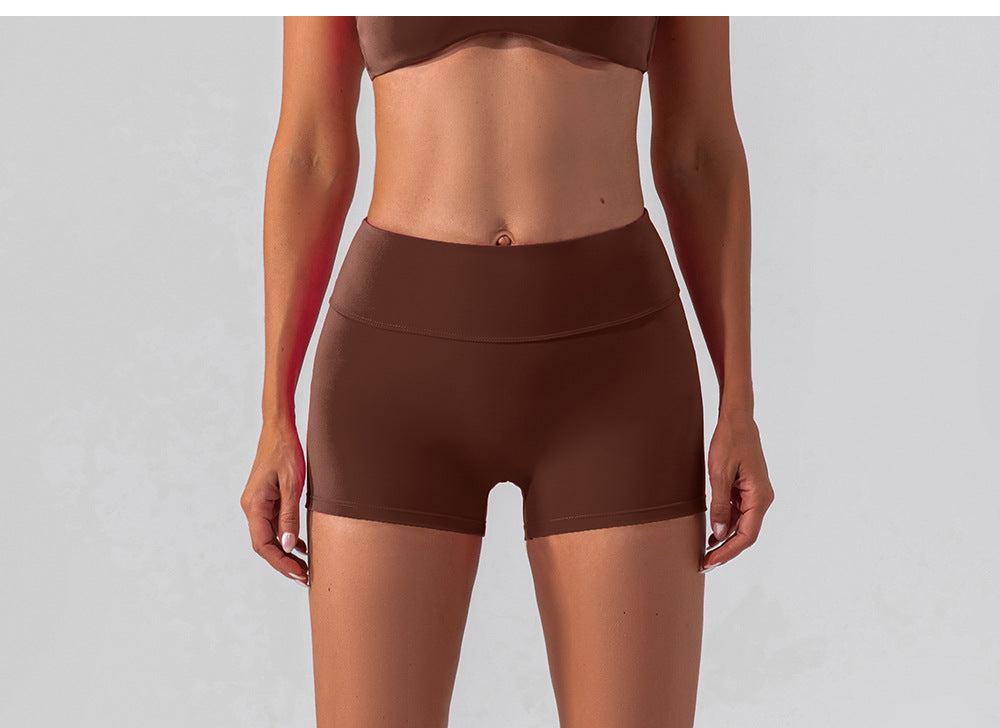 High Waist Workout Shorts No Embarrassment Line Double Sided Brushed Yoga Pants Women Hip Lifting Slim Fit Sports Shorts