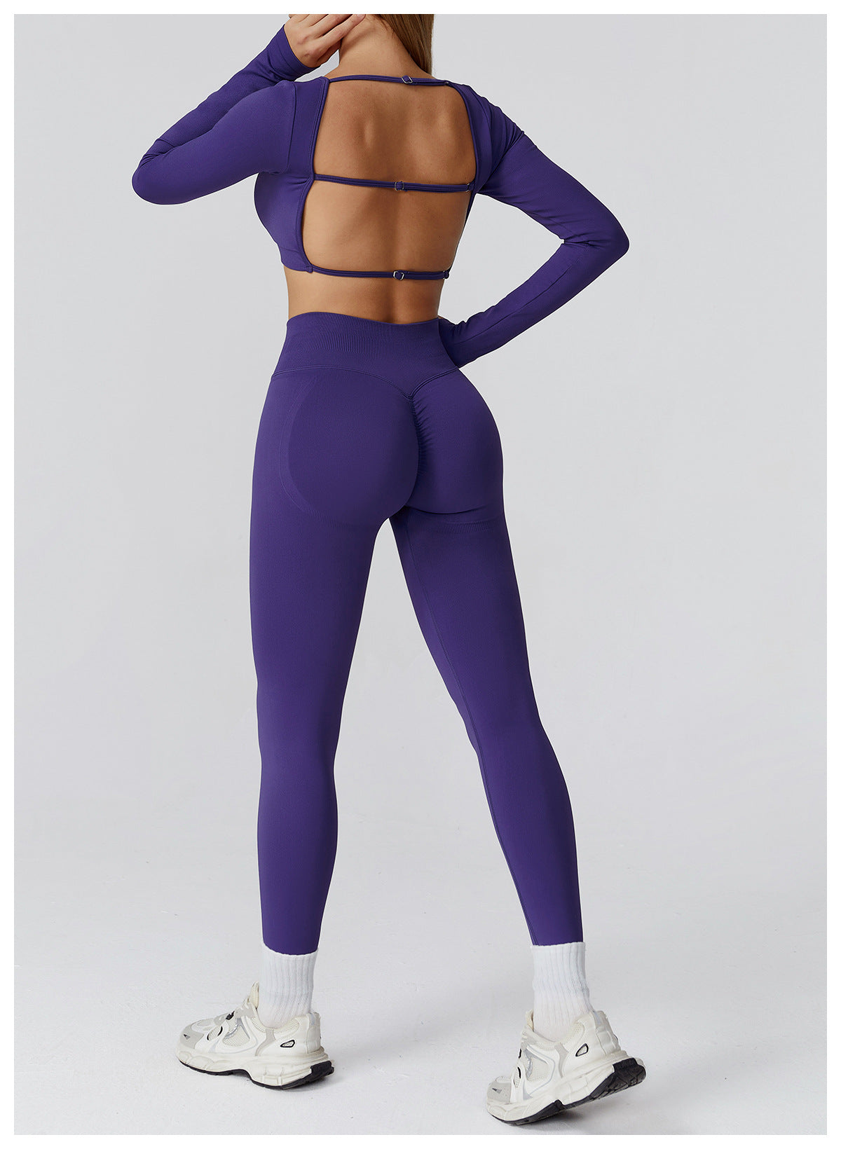 Seamless Tight Yoga Trousers High Waist Pleated Peach Hip Sports Trousers Outdoor Running Fitness Clothes