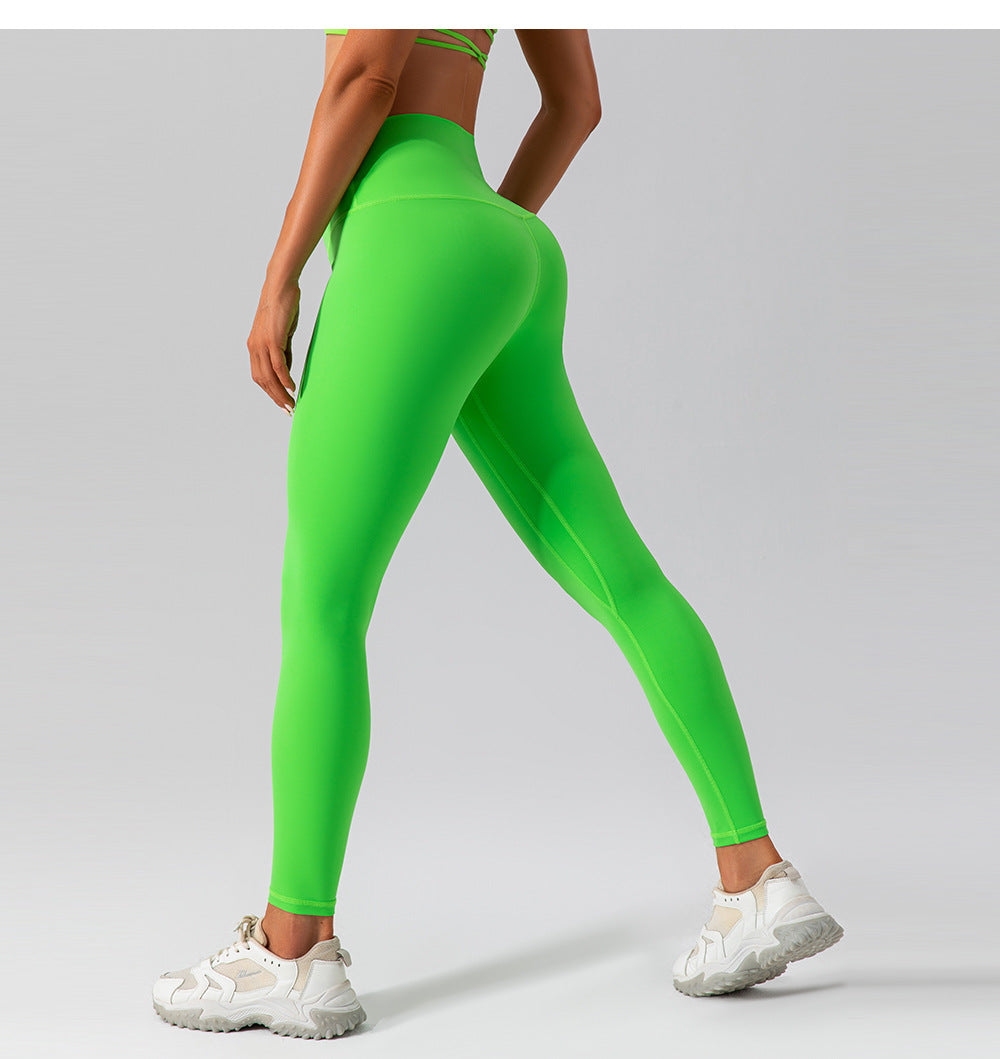 High Waist Hip Lift Seamless Yoga Pants Women Running Tight Sports Leggings Quick Drying Nude Feel Fitness Pants Outer Wear
