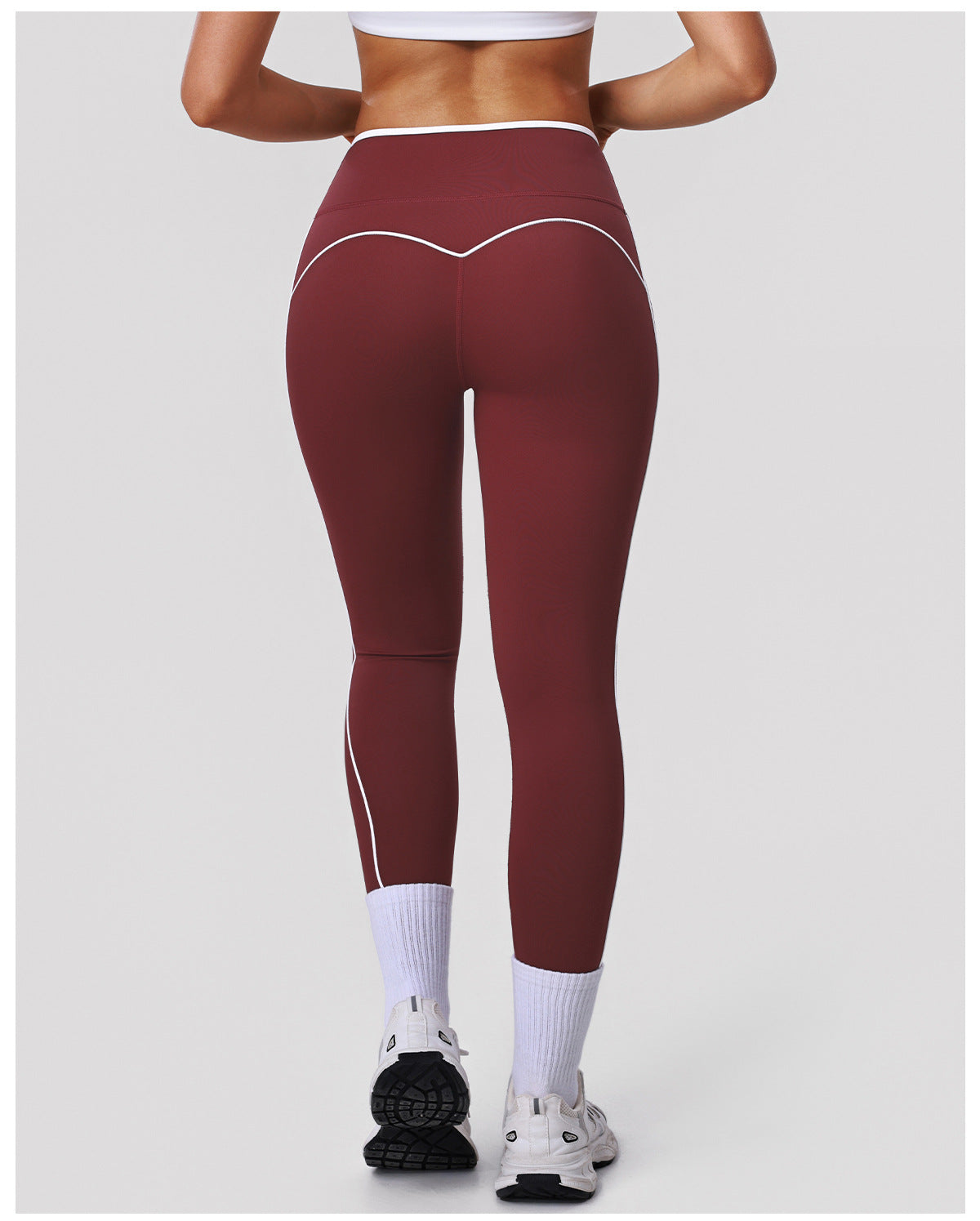 Contrast Color Cross High Top Sports Leggings Peach Hip Raise Yoga Ninth Pants Outdoor Workout Clothes Women