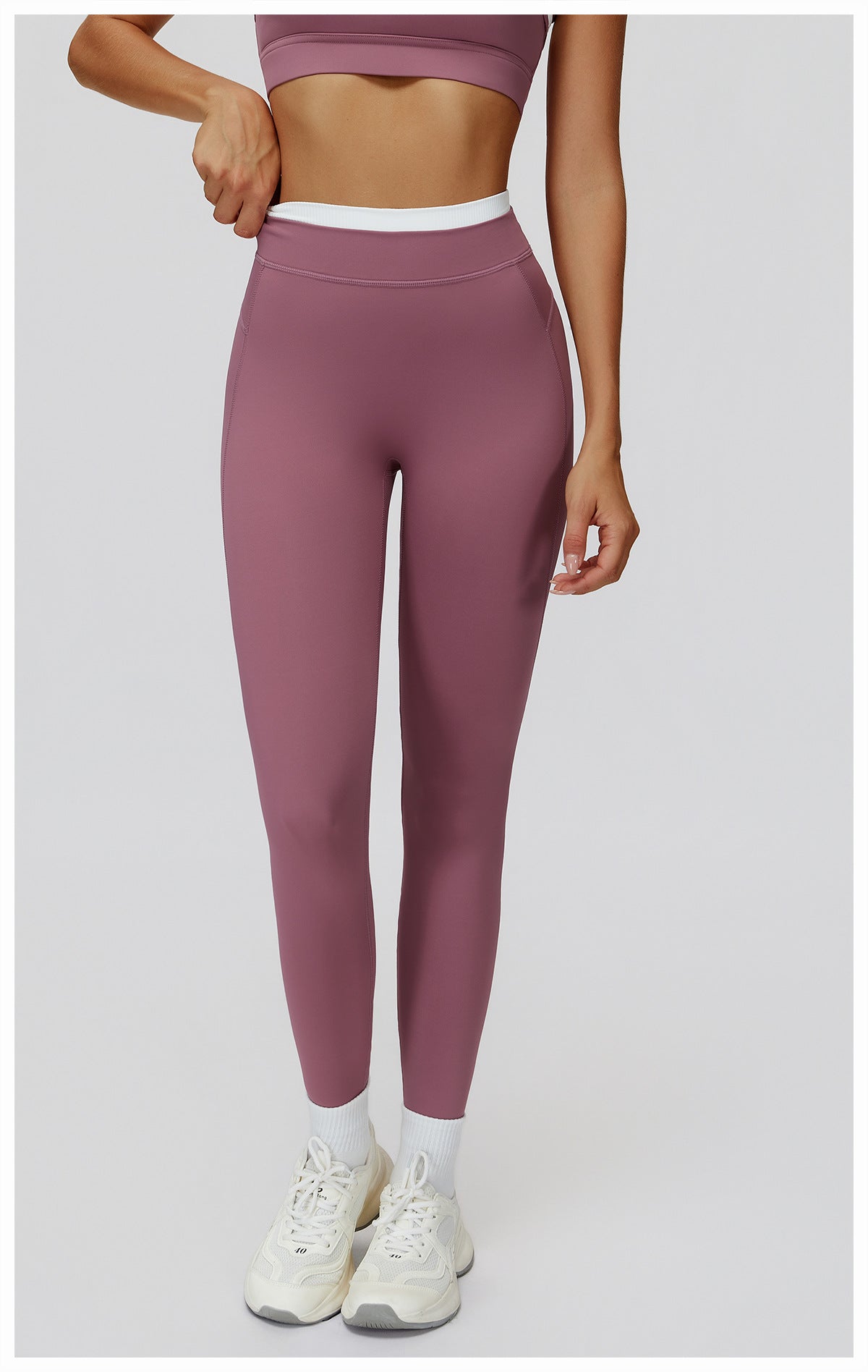 Nude Feel Yoga Trousers Thread High Waist Contrast Color Tight Trousers Women Sports Running Fitness Clothes