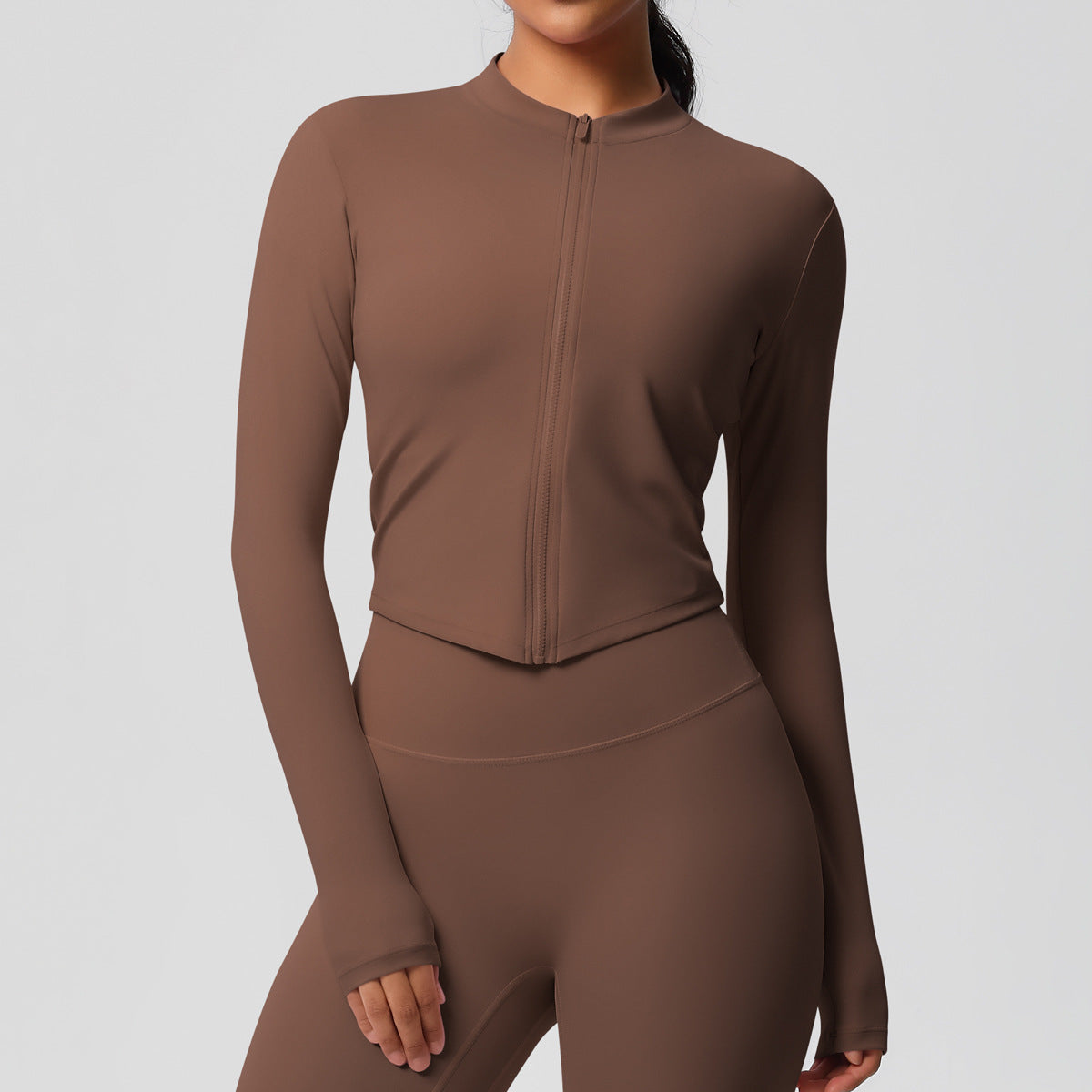 Nude Feel Sports Jacket Women Tight Training Workout Clothes Stand Collar Zipper Cardigan Nude Feel Yoga Clothes