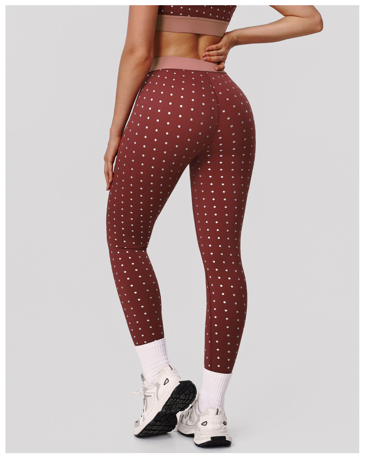 Nude Feel High Elastic Polka Dot Printed Yoga Leggings Outdoor Training Running Hip Raise Sports Ninth Pants