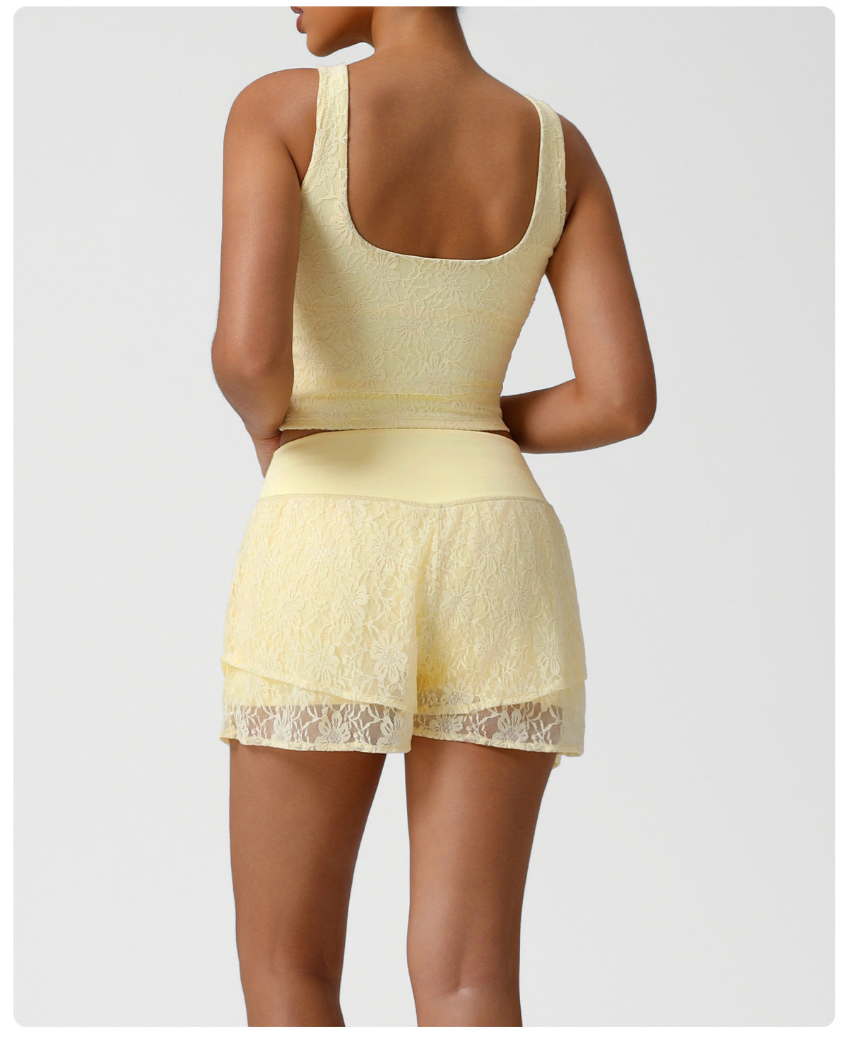 Lace Nude Feel Tennis Sports Stitching Mesh Breathable Sports Running Anti Exposure Two Piece Sets Women
