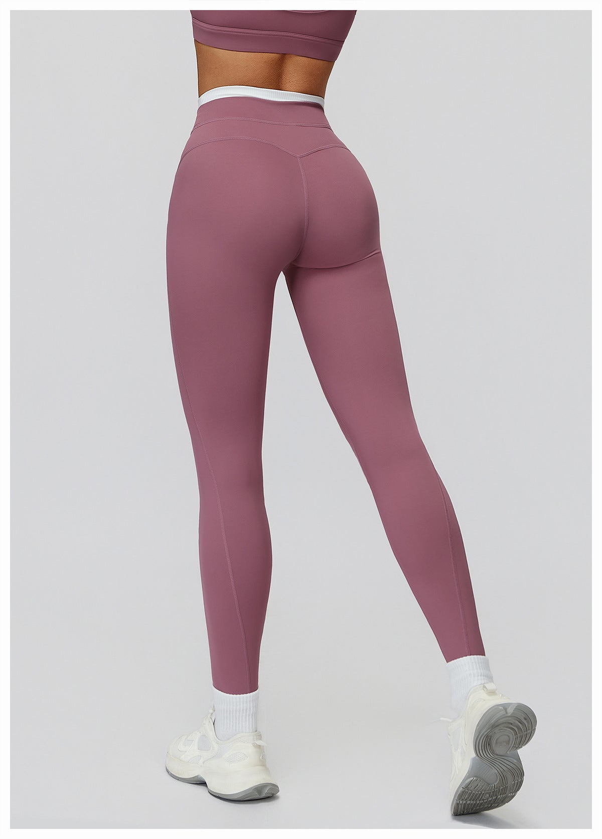 Nude Feel Yoga Trousers Thread High Waist Contrast Color Tight Trousers Women Sports Running Fitness Clothes