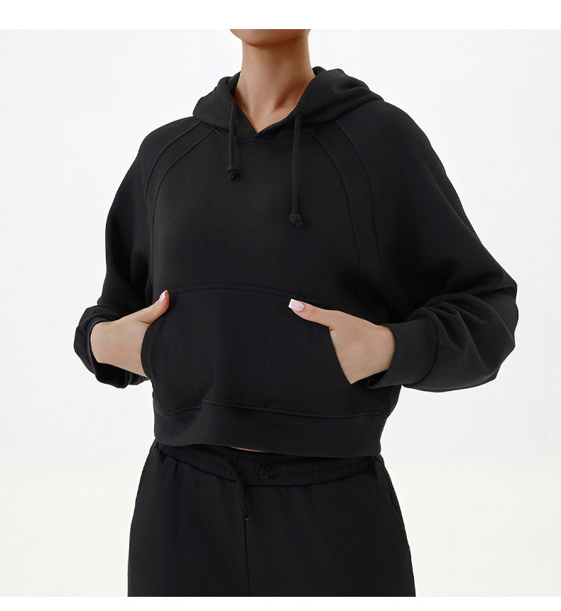 Casual Exercise Sweater Hooded Loose Top Autumn Winter Outdoor Running Training Fitness