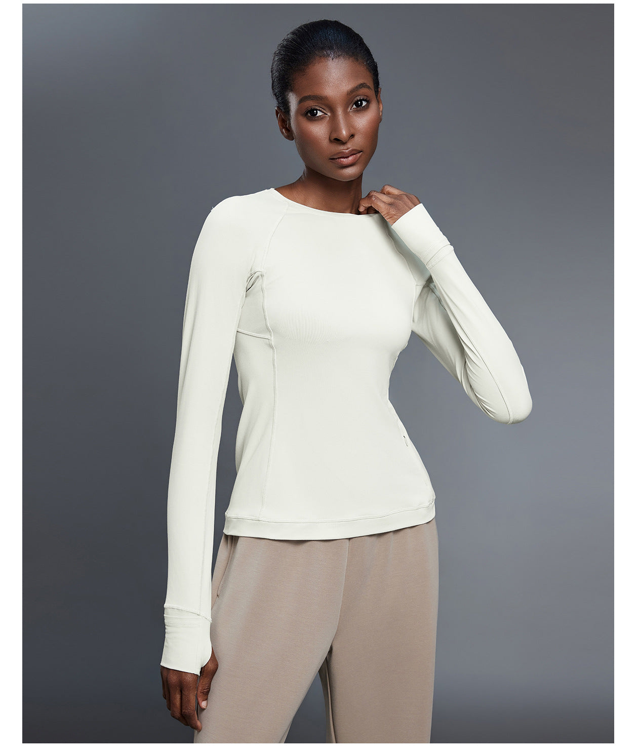 Round Neck Exercise T shirt Women Stretch Tight Long Sleeve Yoga Wear Running Training Workout Clothes Top Autumn