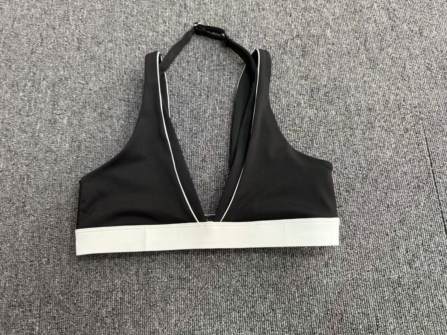 Color Contrast Patchwork Halter Yoga Bra Beauty Back Tight Sports Underwear Fitness Running Casual Yoga Clothes Women