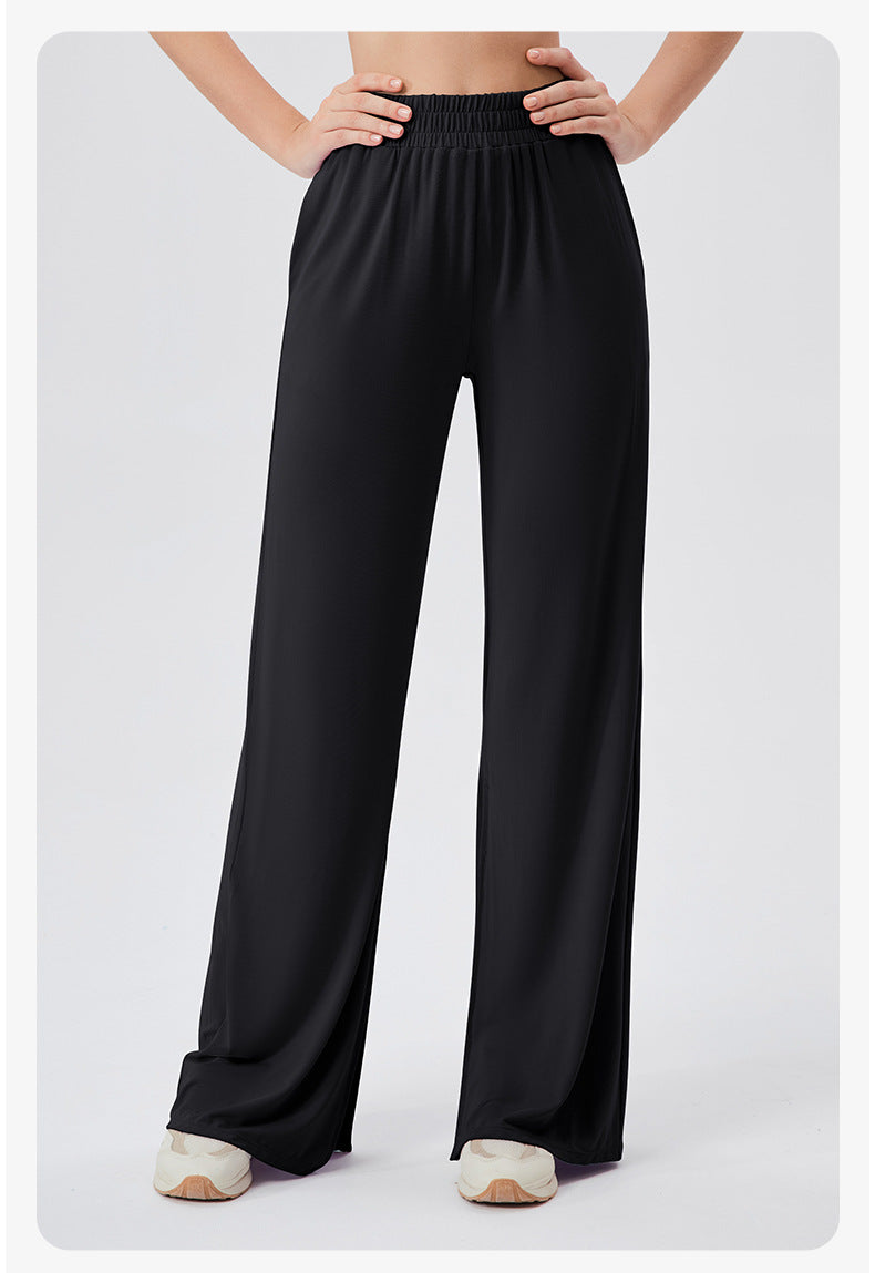 Women Loose Track Pants Modal Cool Breathable Casual Dance Pants High Waist Drooping Split Yoga Trousers
