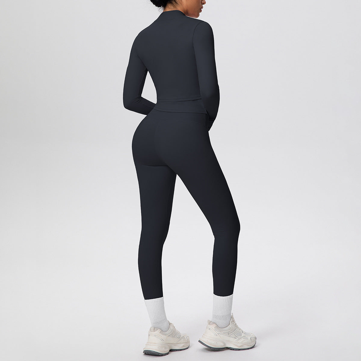 Women Solid Color Zip Long Sleeve Coat Oblique Shoulder Vest Slim Fit Yoga Pants Workout Clothes Yoga Three Piece Set