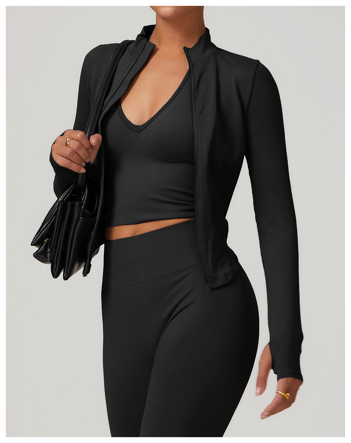 Sollinarry Stand Collar Long Sleeve Zipper Yoga Jacket Women Tight Quick Drying Yoga Clothes Outdoor Fitness Sports Top