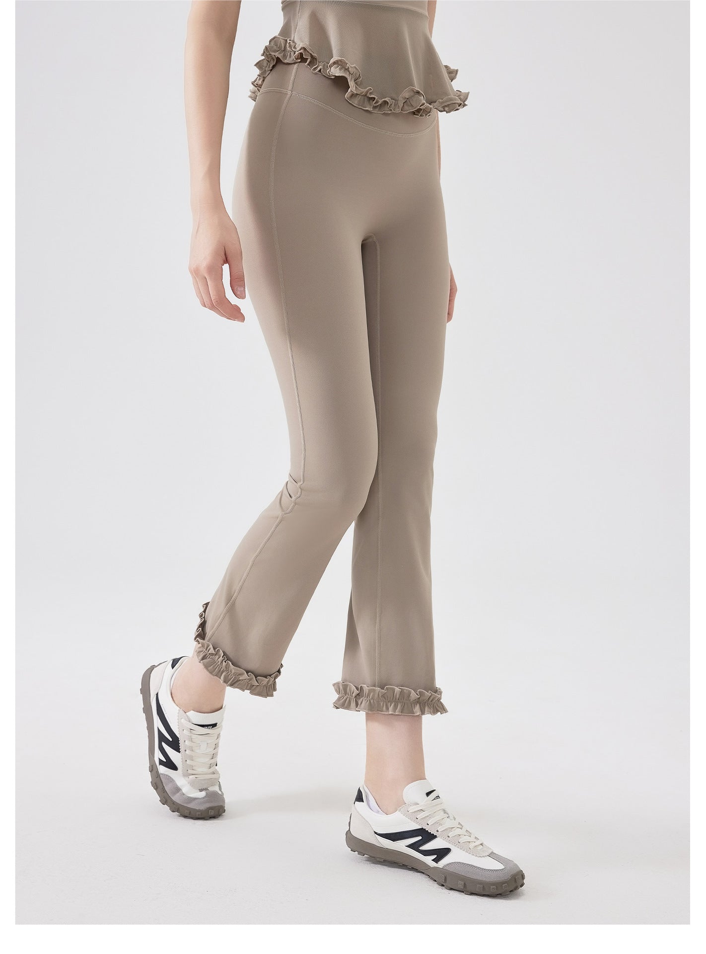 High Waist Lace Slimming Smoke Tube Cropped Pants Slim Fit Yoga Pants Women Hip Lifting Running Workout Pants Fitness Pants