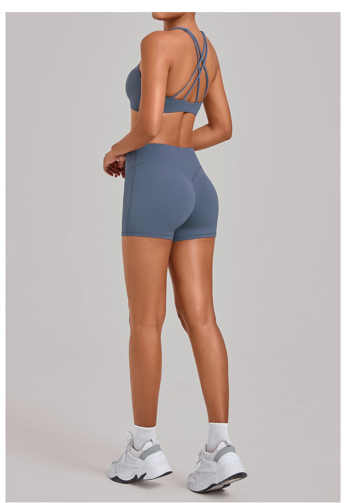 Cross Back Yoga Tight Quick-Drying Workout Clothes Detachable Chest Pad Sports Shorts Two Piece Sets Women