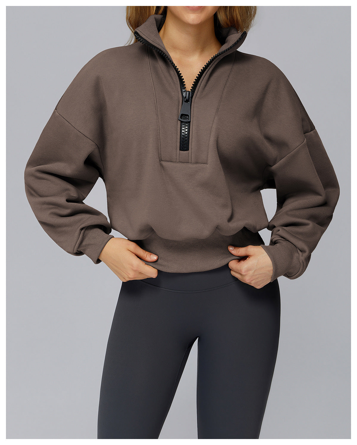 Autumn Winter Sports Sweater Stand Collar Loose Windproof Sweater Warm All Matching Outdoor Casual Sports Top