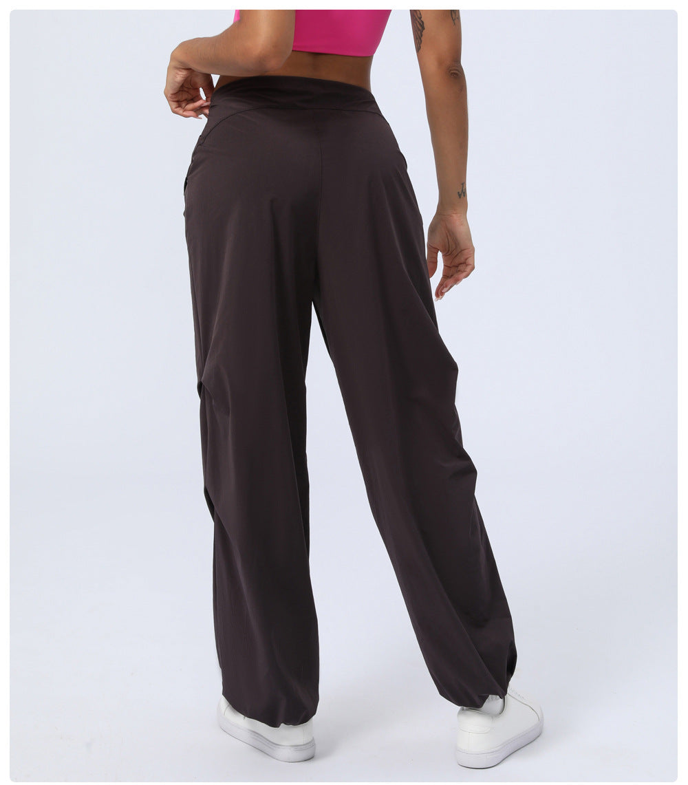 Autumn Winter High Waist Quick Drying Sports Trousers Women Ankle Banded Pants Loose Straight Paratrooper Pants Casual Working Pants