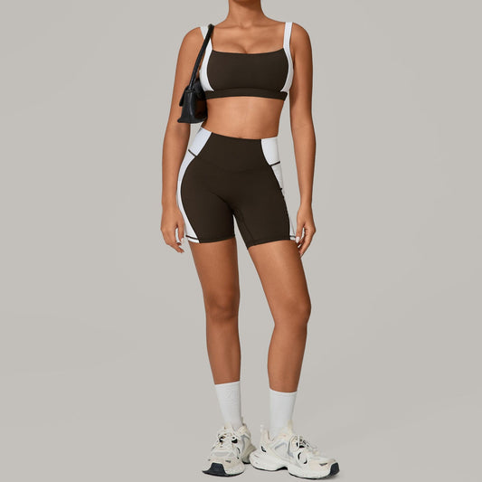 Autumn Sand Backless Yoga Clothes Color Matching Tight Quick Drying Fitness Clothes Medium Tenacity Sports