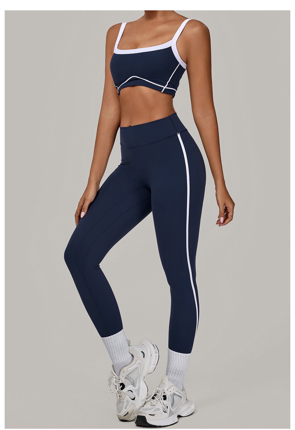 Autumn Sand Color Contrast Patchwork Yoga Suit Skinny Slimming Outdoor Sports Running Fitness Two Piece Sets