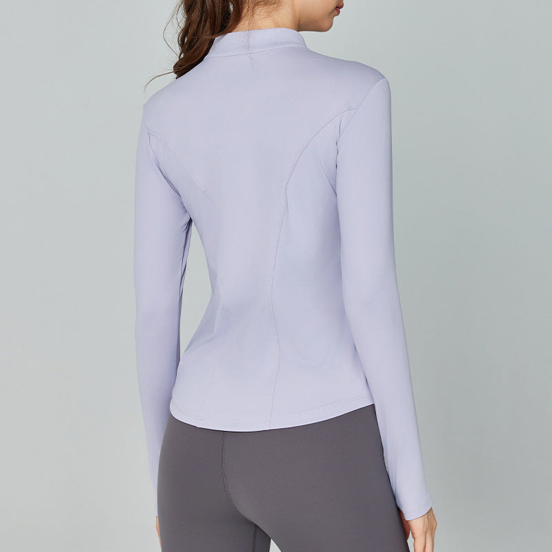 Reflective Stripe Half Zipper Yoga Clothes Long Sleeve Women Pilates Training Sports Tops Outdoor Breathable Workout Clothes