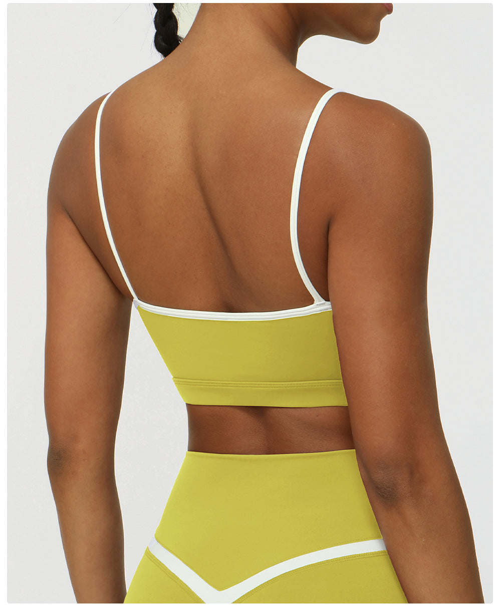 Color Matching Nude Feel Thin Strap Yoga Bra Tight Summer Running Exercise Underwear Shockproof Fitness Vest for Women
