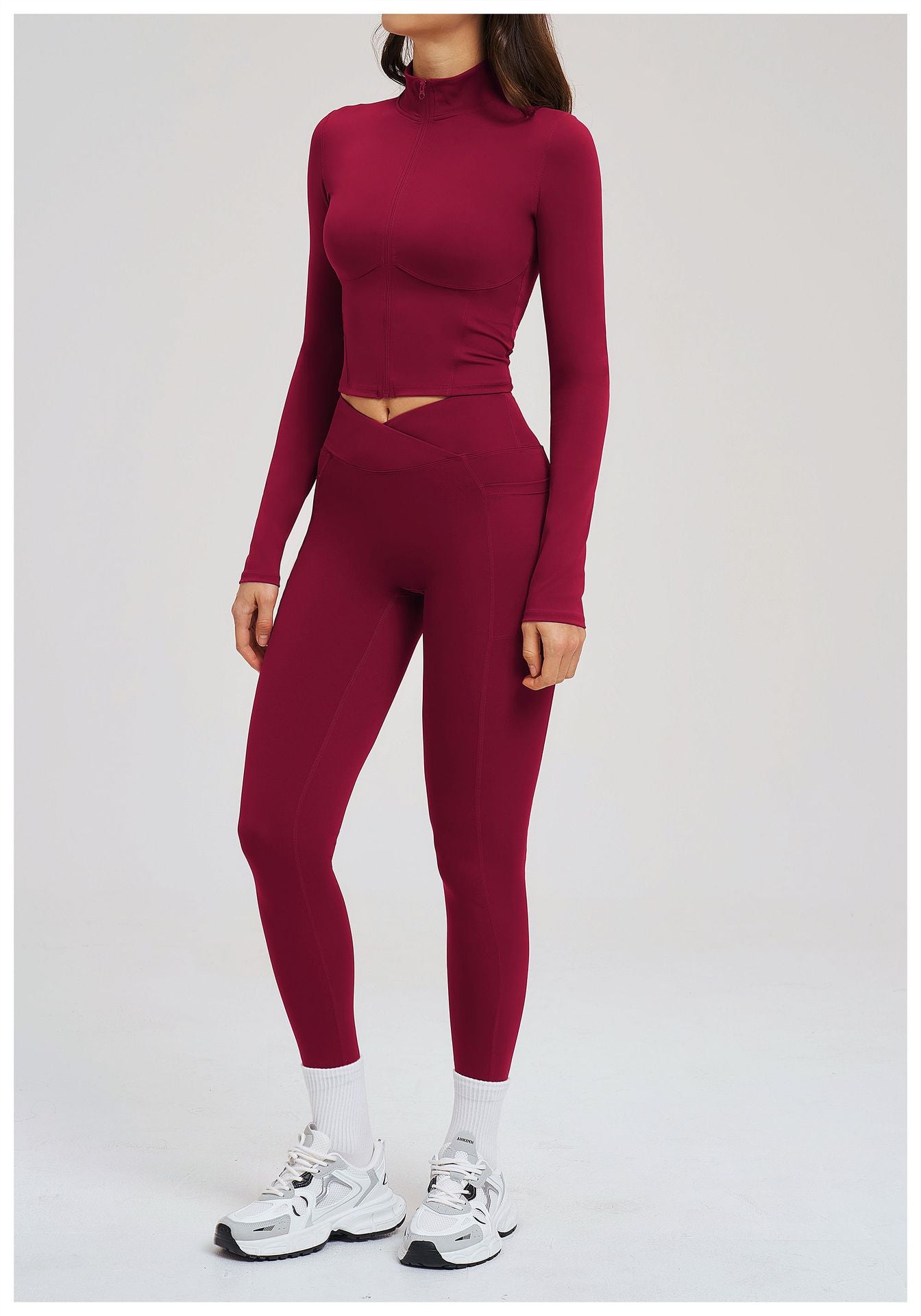 Women Nude Feel Yoga Zipper Tight Sports Workout Clothes Outdoor Running Sports Set