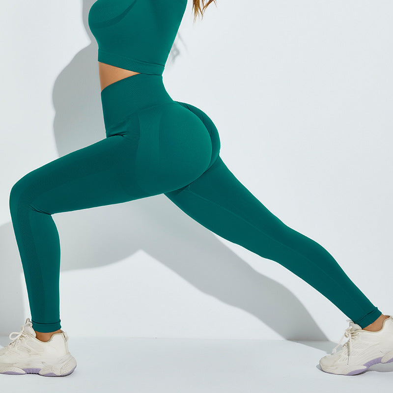 Peach Hip Seamless High Elastic Yoga Pants High Waist Belly Contracting Solid Color Running Fitness Skinny Workout Pants