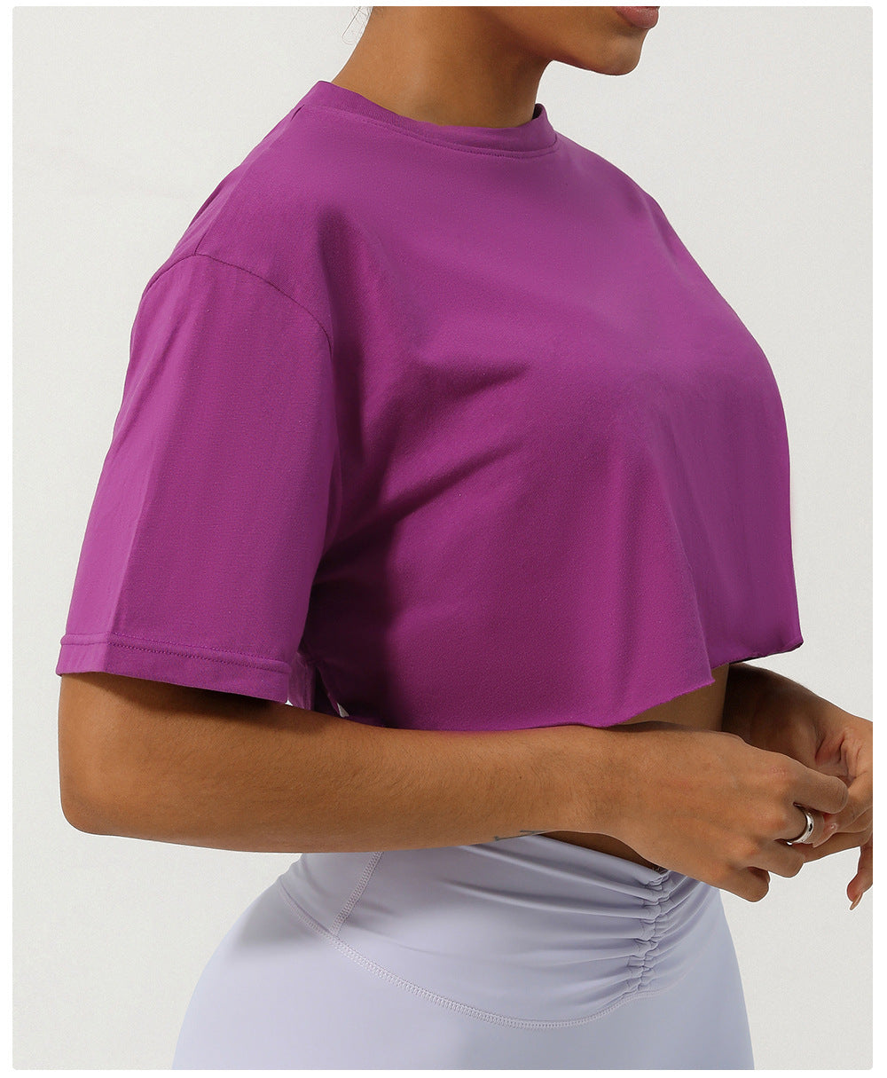 Spring Summer Dance Running Sports Short Sleeve Yoga Suit Women Casual All Matching Workout Top Loose Exercise T Shirt Women