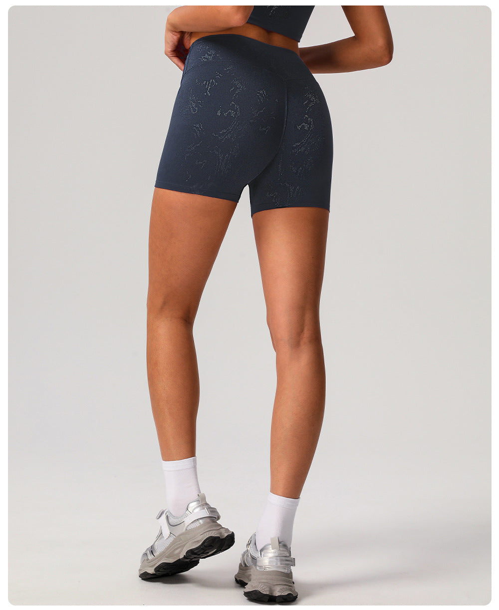 Silver Tight High Grade Yoga Shorts Women Hip Lifting Nude Feel Fitness Pants Running Quick Drying Sports Shorts