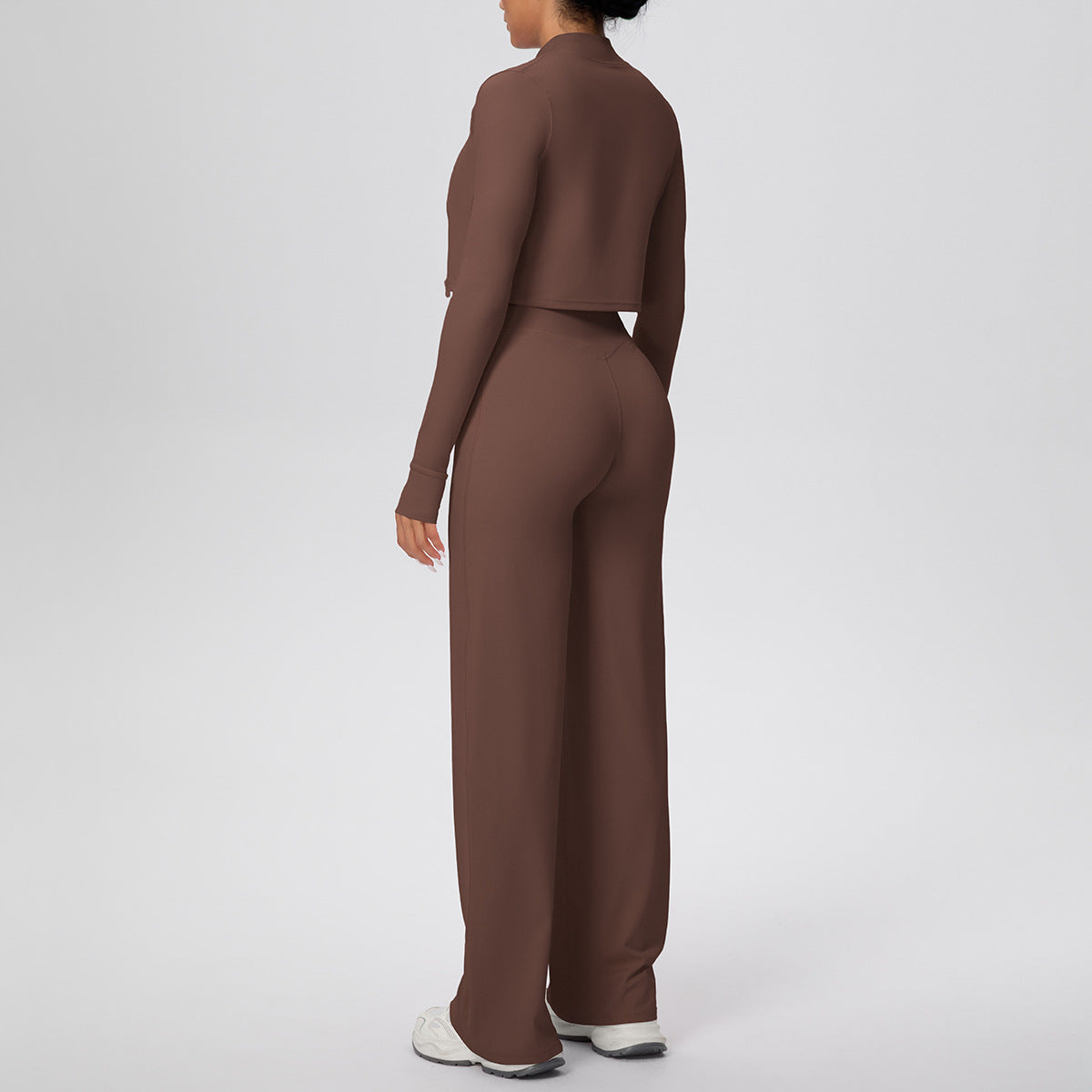 Solid Color Sports Zip Long Sleeve Coat Inner Vest Baggy Straight Trousers Workout Clothes Yoga Three Piece Suit
