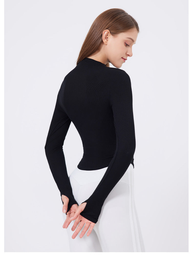Small Waist Half Zipper Yoga Clothes Women Workout Clothes Sports Top Pilates Training Wear Long Sleeve Blouse Autumn