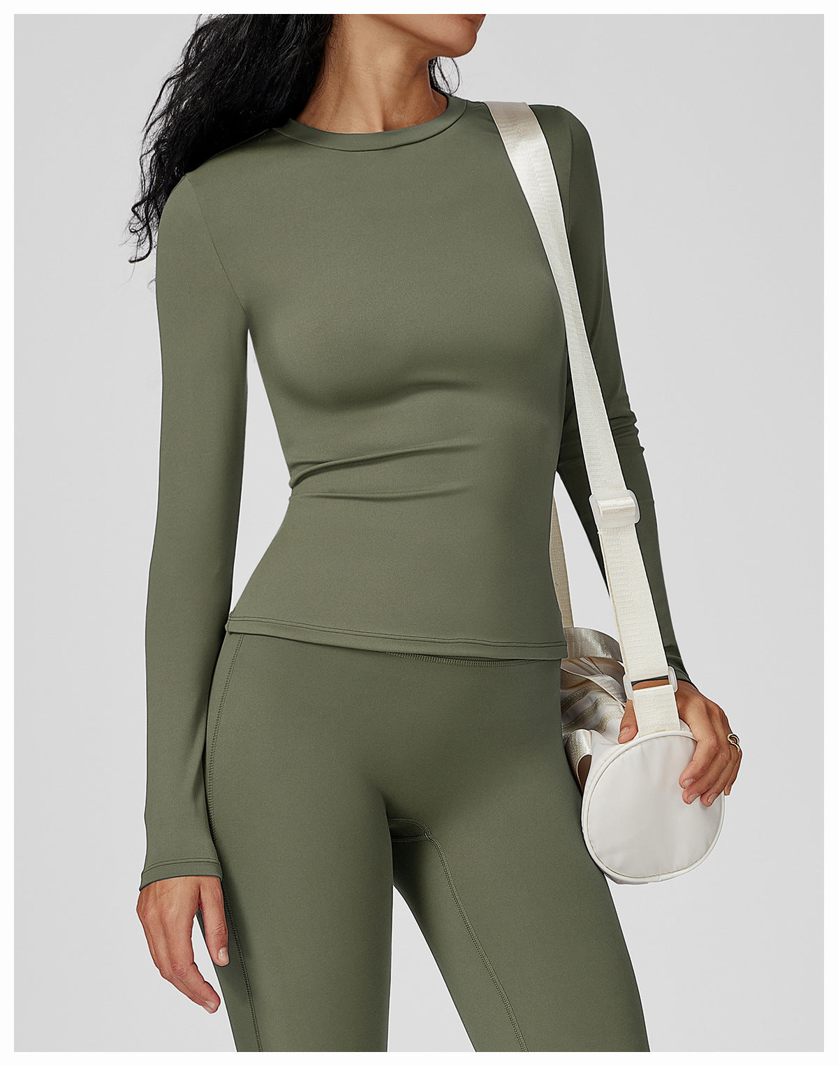 Sollinarry Brushed Long Sleeve Yoga Clothes round Neck Slim Fitness Clothes Outdoor Running Sport Long Sleeve T shirt