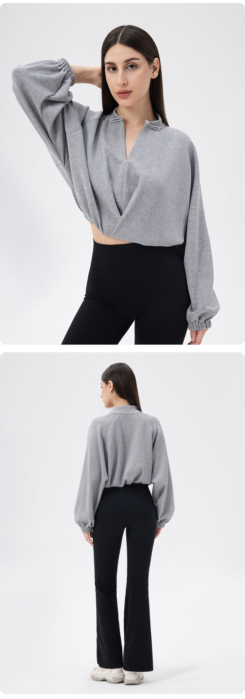 Women Autumn Winter Chinese Yoga Clothes Coat Modal Air Layer Loose Warm Running Fitness Sports Sweater