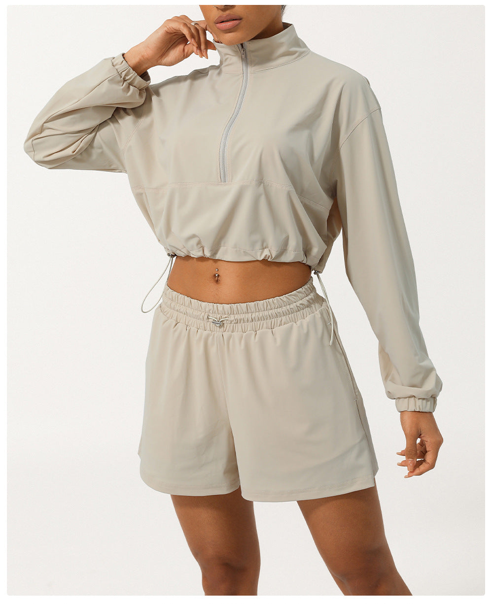 Summer Sports Sun Protection Long Sleeved UV Proof Top Quick Drying Breathable Shorts Casual Sun Protective Clothing Two Piece Set