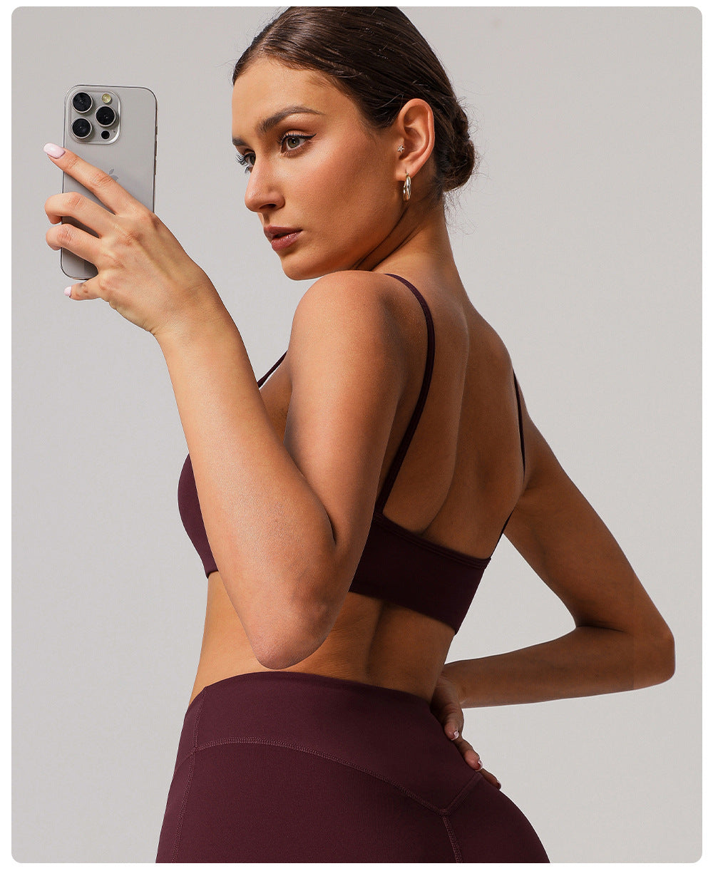 Beauty Back Exercise Underwear Nude Feel Yoga Bra Running Fitness Top Strap Yoga Clothes for Women