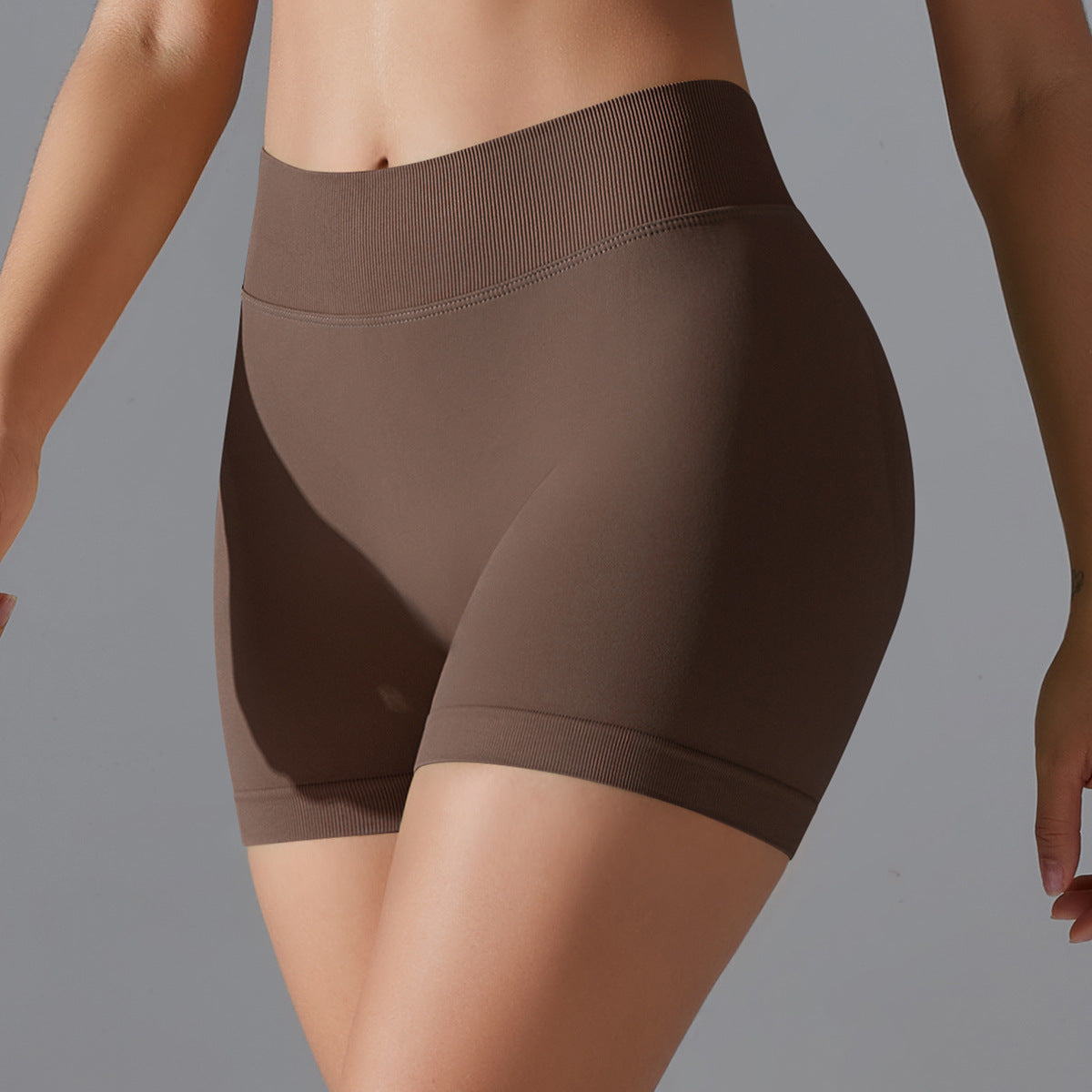 High Waist Knit Hip Raise Fitness Pants Back V Waist Women Running Skinny Yoga Pants Stretch Belly Compression Sports Shorts