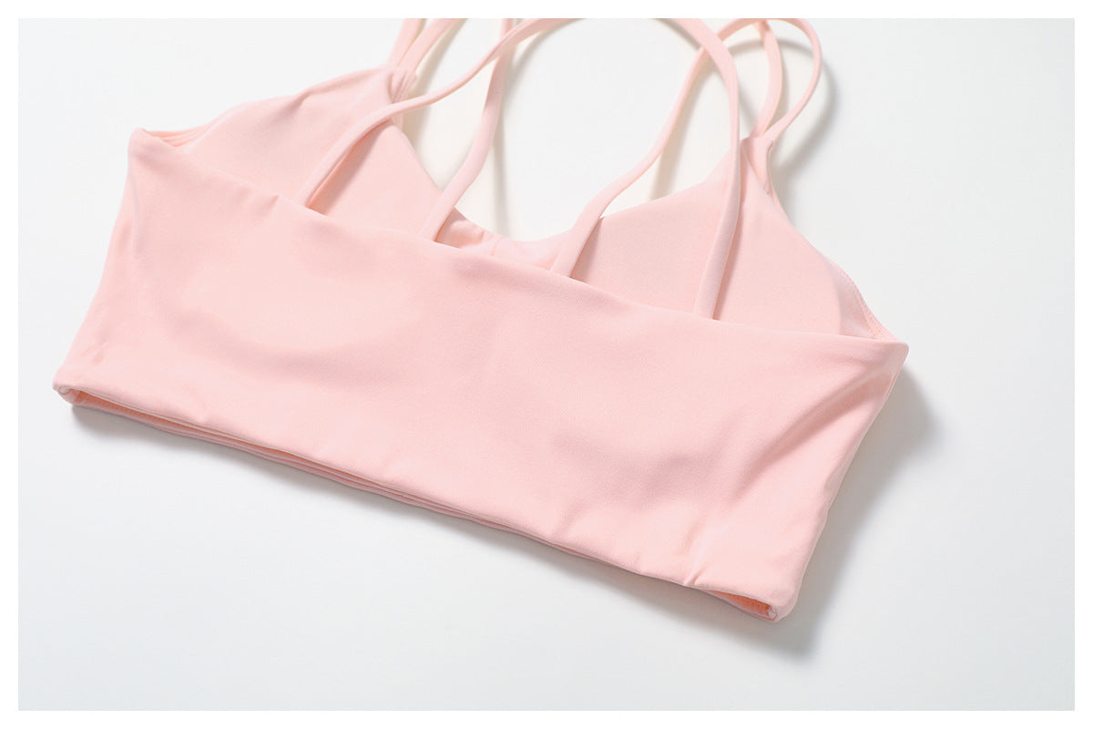 Sollinarry Cross Beauty Back Yoga Bra Sports Nude Feel Outer Wear Underwear Outdoor Running Fitness Sports Vest