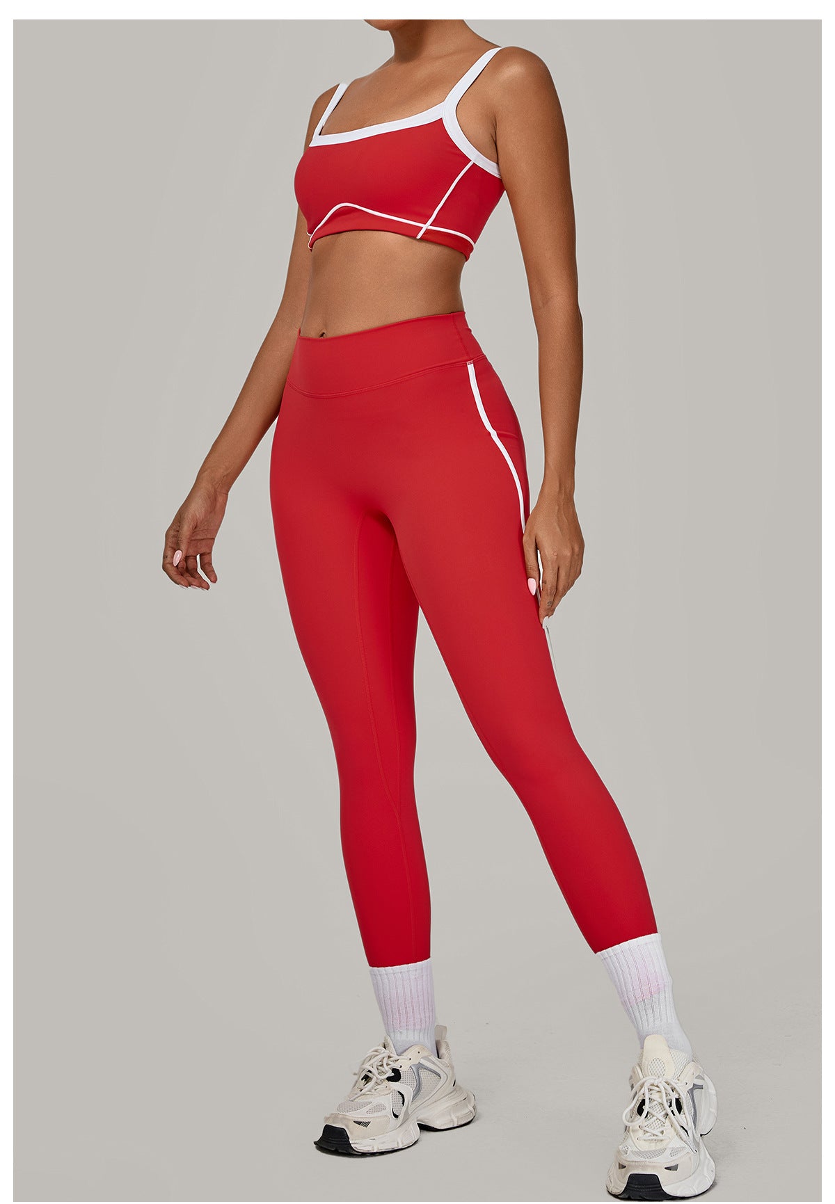 Autumn Sand Color Contrast Patchwork Yoga Suit Skinny Slimming Outdoor Sports Running Fitness Two Piece Sets