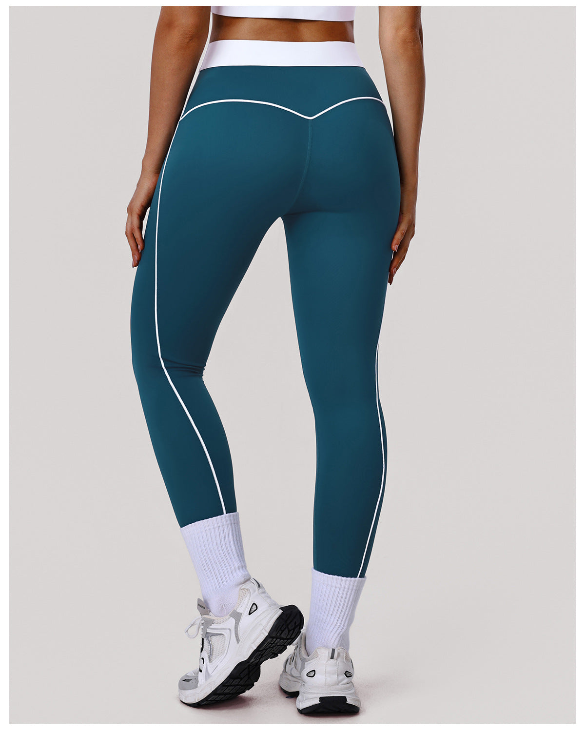 Peach Hip Raise Yoga Pants Color Matching High Waist Belly Contracting Sports Tights No T Line Outdoor Running Fitness Pants