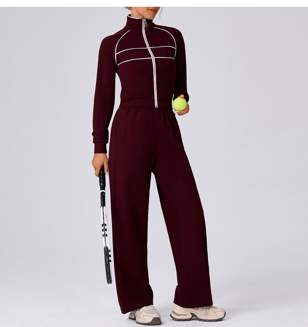 Contrast Color Sweatshirt Suit Loose Casual Comfortable All Match Outdoor Running Cycling Mountaineering Set