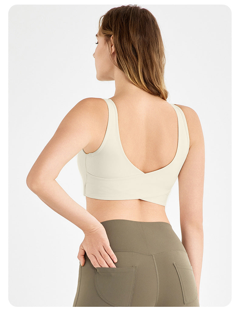 Sports Underwear Women Shockproof Nude Feel Beauty Back Yoga Vest Back Cross Breathable Pilates Workout Bra