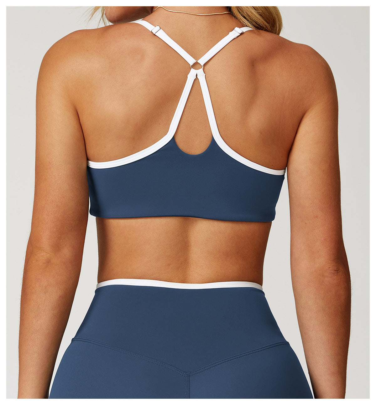 Sollinarry Nude Feel Yoga Bra Hollow Out Cutout out Beauty Back Contrast Color Quick Drying Bra Sports Running Workout Underwear