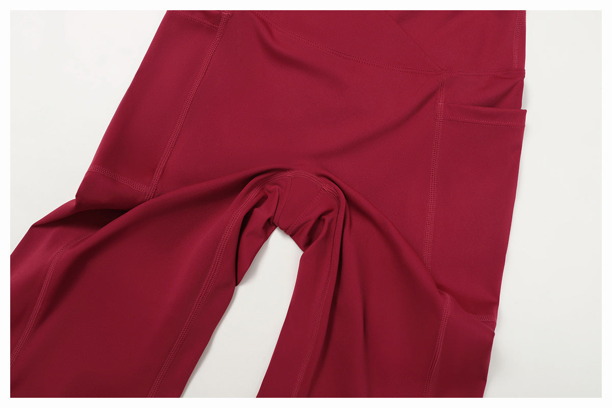 High Waist Nude Feel Bell Bottom Pants Women Cross Waist Wide Leg Bootcut Trousers Outdoor Casual Sports Bell Bottom Pants
