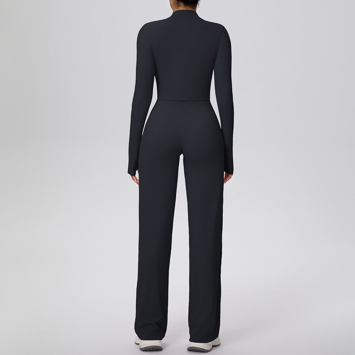 Micro Brushed Solid Color Zipper Jacket Sports Long Sleeve Running Baggy Straight Trousers Fitness Yoga Wear Suit Women
