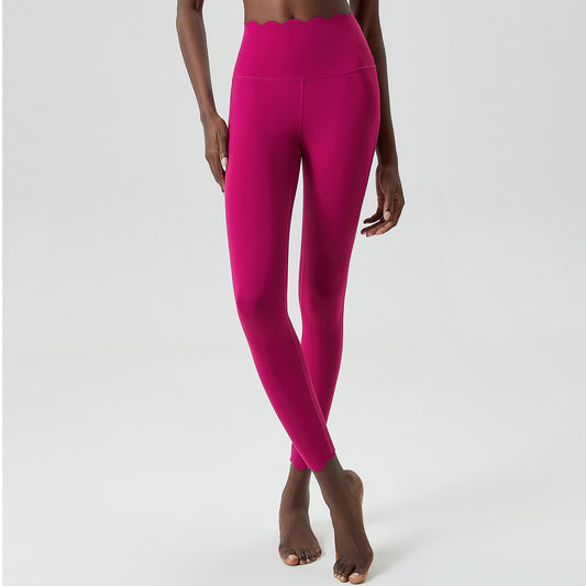 Small Wave Liquid Glue Yoga Pants Women High Waist Flat Stomach Sports Fitness Tight Trousers Quick Drying Leggings