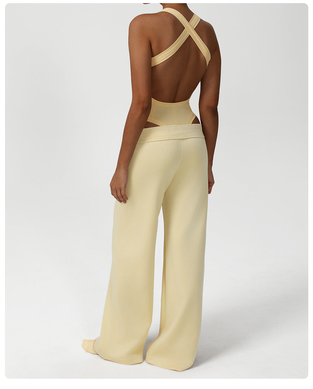 Loose Wide Leg Pants Yoga Set One Piece Women Dance Training Sports Bottoming Skinny Jumpsuit