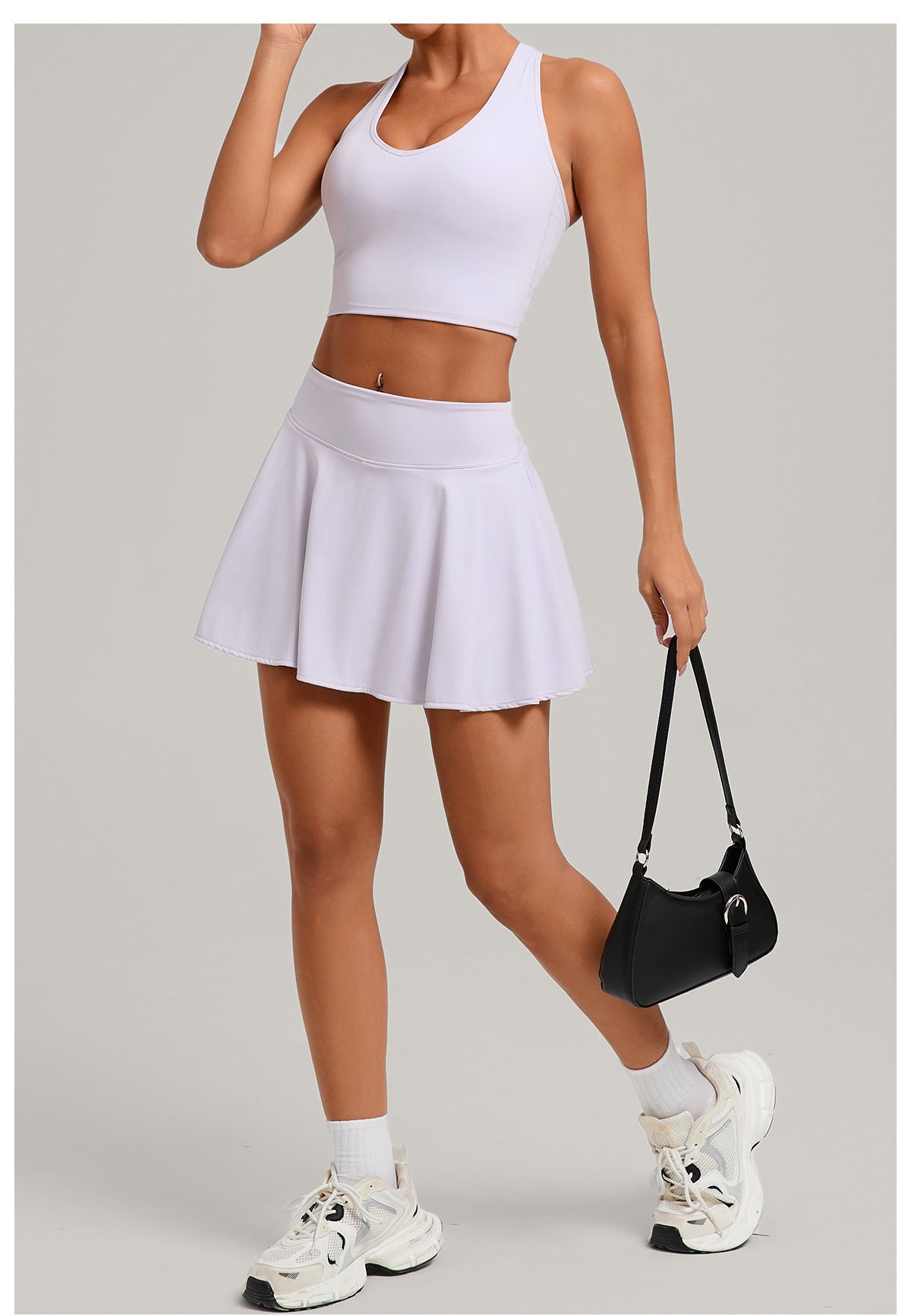 Tennis Sports Vest Short Skirt Two Piece Tight High Waist Anti Exposure All Match Fitness Tennis Skirt Set for Women