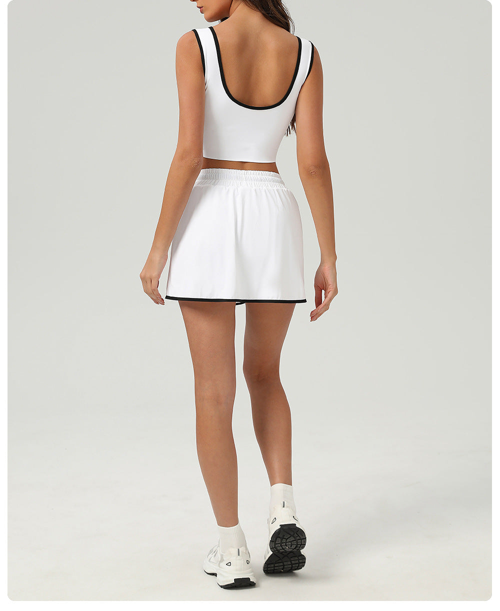 Summer Sports Casual Suit Running Exercise Vest Short Skirt Golf Suit Badminton Tennis Women
