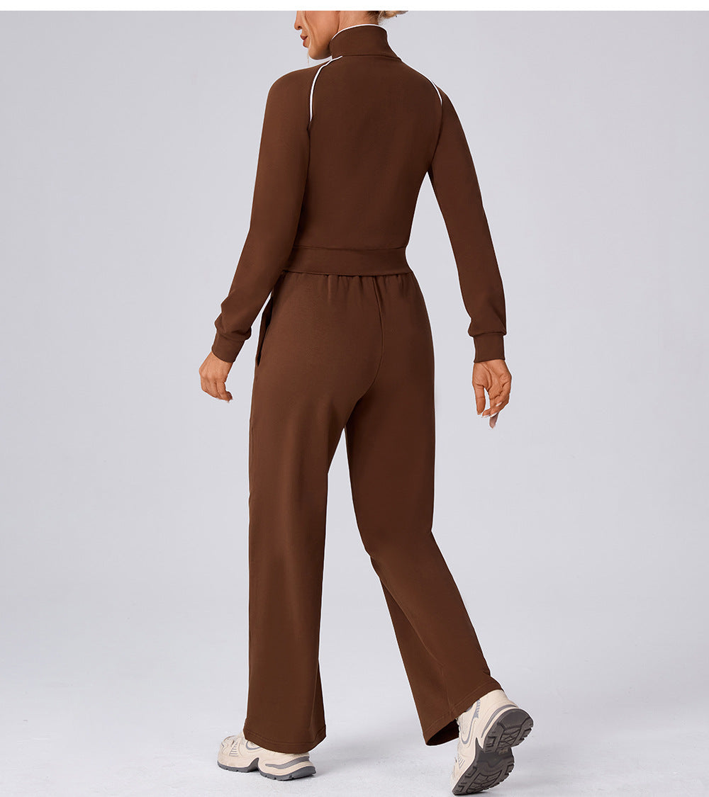 Contrast Color Sweatshirt Suit Loose Casual Comfortable All Match Outdoor Running Cycling Mountaineering Set