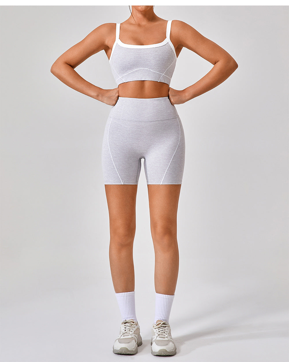 White Edge Nude Feel Outdoor Sports Underwear Women Shockproof High Strength Spaghetti Strap Beauty Back Yoga Vest